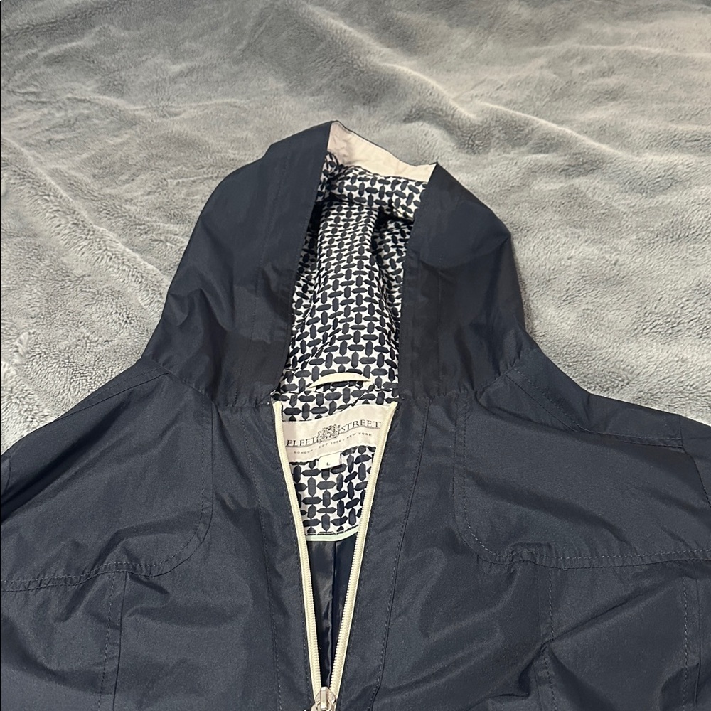 Classic Navy Rain Jacket with White Accents - Picture 3 of 4